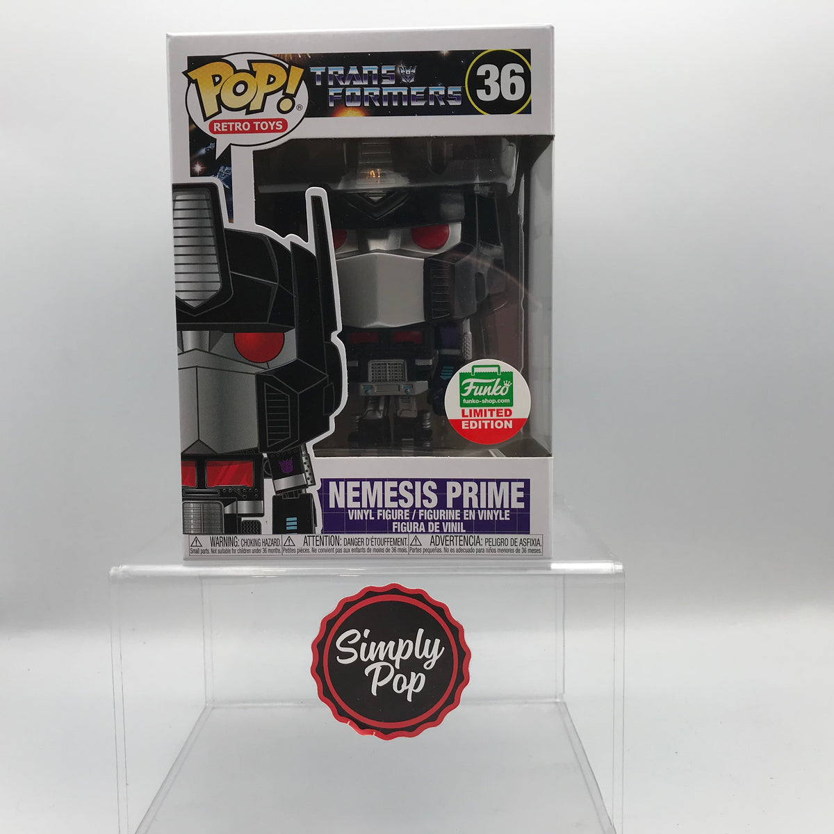 Funko Pop Nemesis Prime #36 Transformers Retro Toys Shop Exclusive Lim