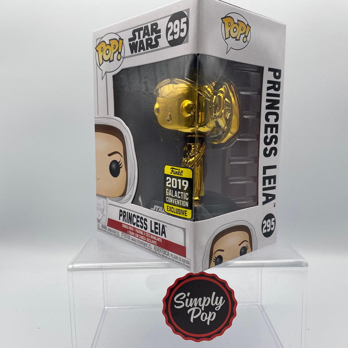 Funko Pop Princess Leia (Gold Chrome) #295 2019 Galactic