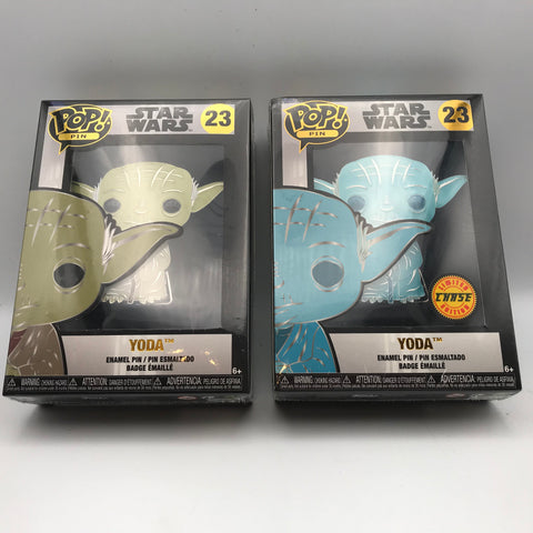 Funko Pop Enamel Pin Yoda #23 Limited Edition Chase Blue & Common Set Star Wars Disney Sealed