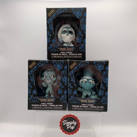 Funko Pop Mini Figures Disney The Haunted Mansion Exclusives Gus Ezra Phineas Clear Glow