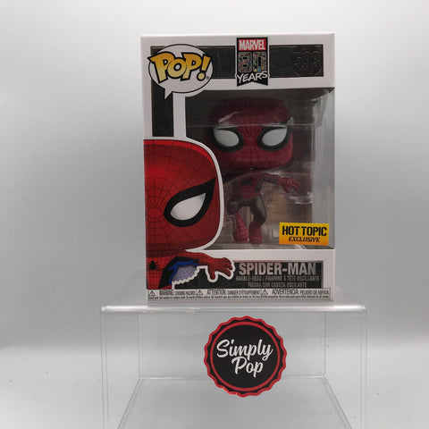 Funko Pop Spider-Man Metallic (First Appearance) #593 Hot Topic Exclusive Marvel 80 Years
