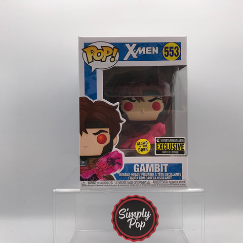 Funko Pop Gambit With Cards #553 Glow Entertainment Earth Exclusive X-Men
