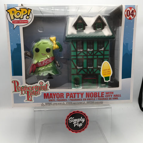 Funko Pop Mayor Patty Noble With City Hall #04 Peppermint Lane Town Christmas Lights Up