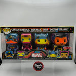 Funko Pop Captain America Iron Man Thor Doctor Strange 4-pack Black Light Target Exclusive