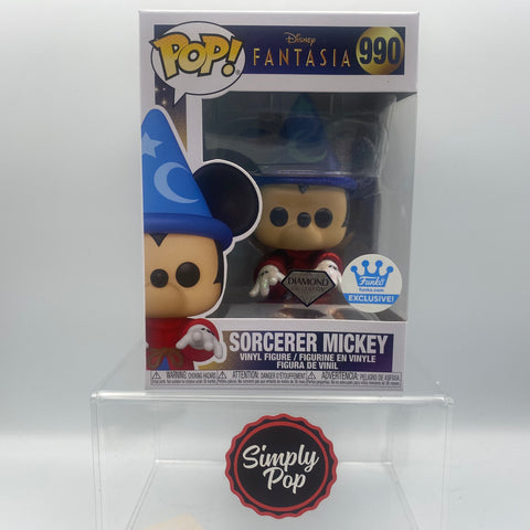 Funko Pop Sorcerer Mickey #990 Diamond Collection Shop Exclusive Disney Fantasia